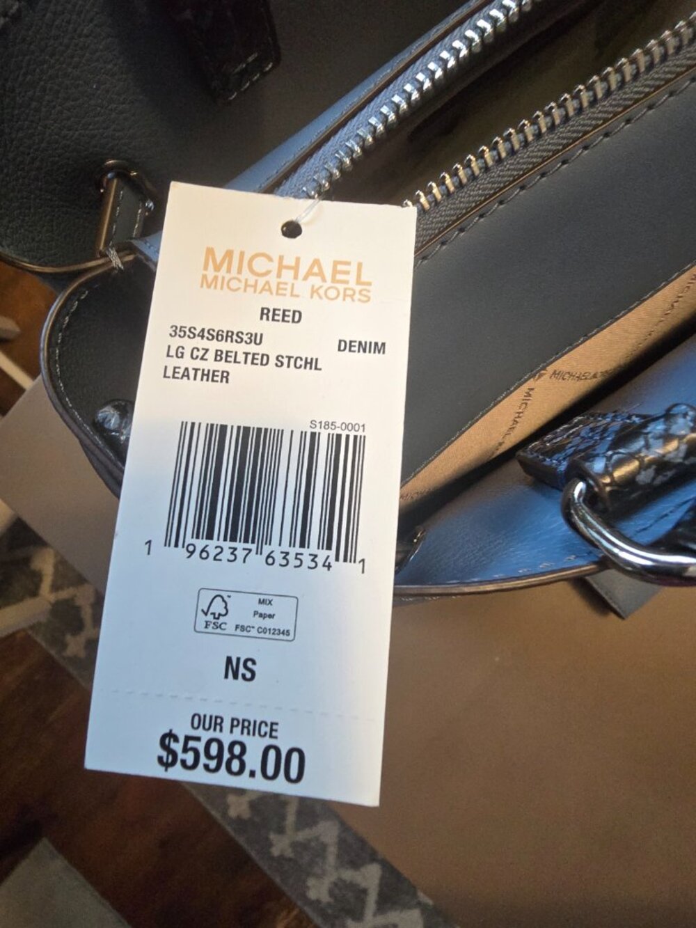 Michael Kors Reed Medium Satchel Crossbody Denim Blue Matching Billfold - NWT! - Picture 6 of 11